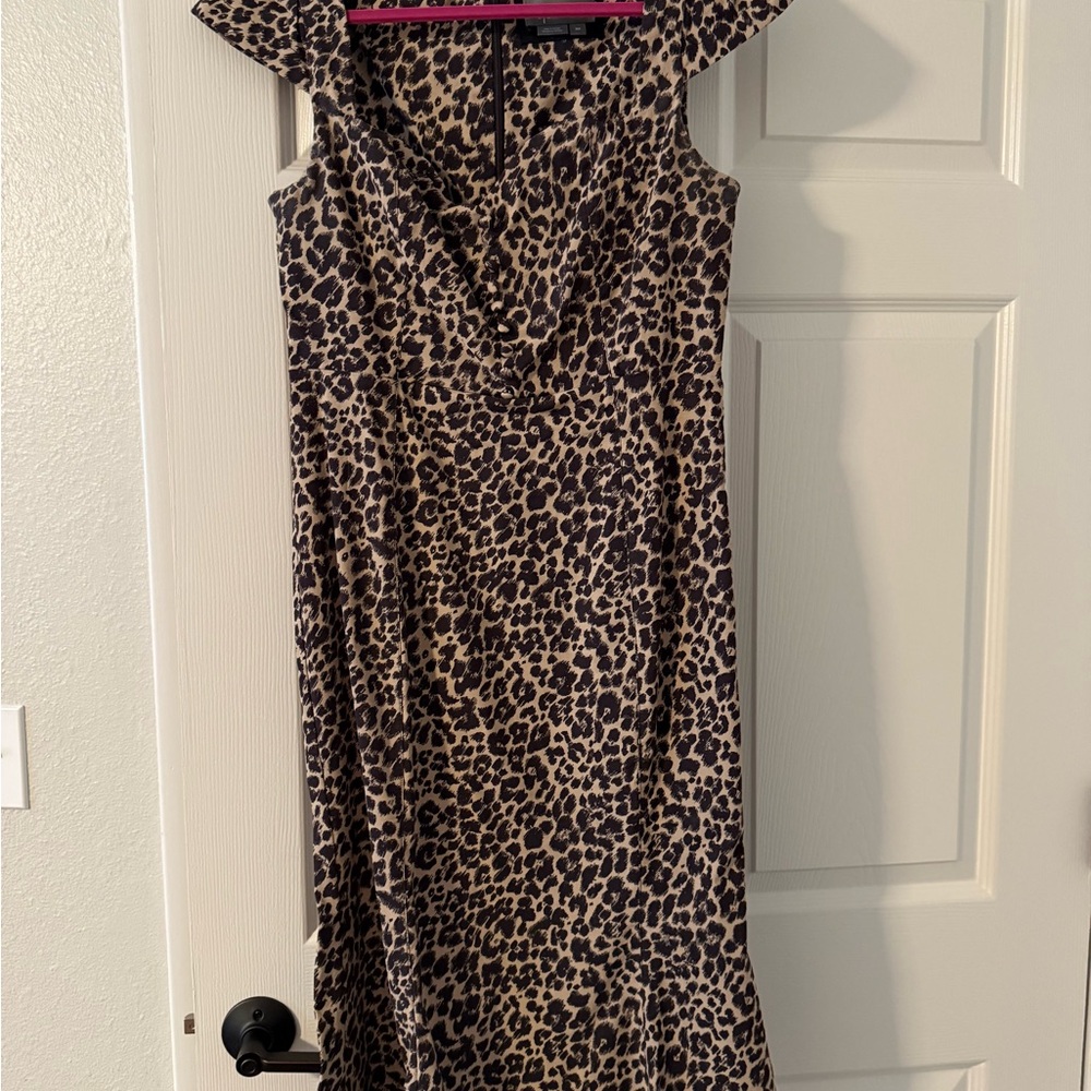 Anthropologie Maeve The Cecily Midi Dress Leopard